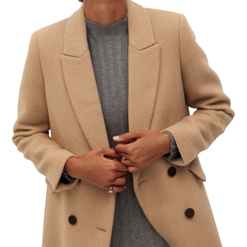 Mango Double-Breasted Wool Coat - Picture 5 of 14